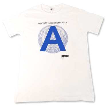 white t-shirt with restaurant inspection grade A design